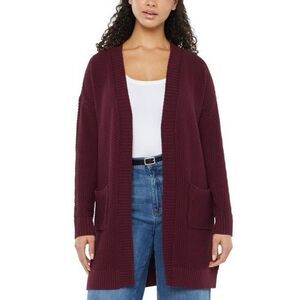 NWT Gap Open Front Chunky Knit Cardigan Burgundy 100% Cotton- Size XXL $79.95